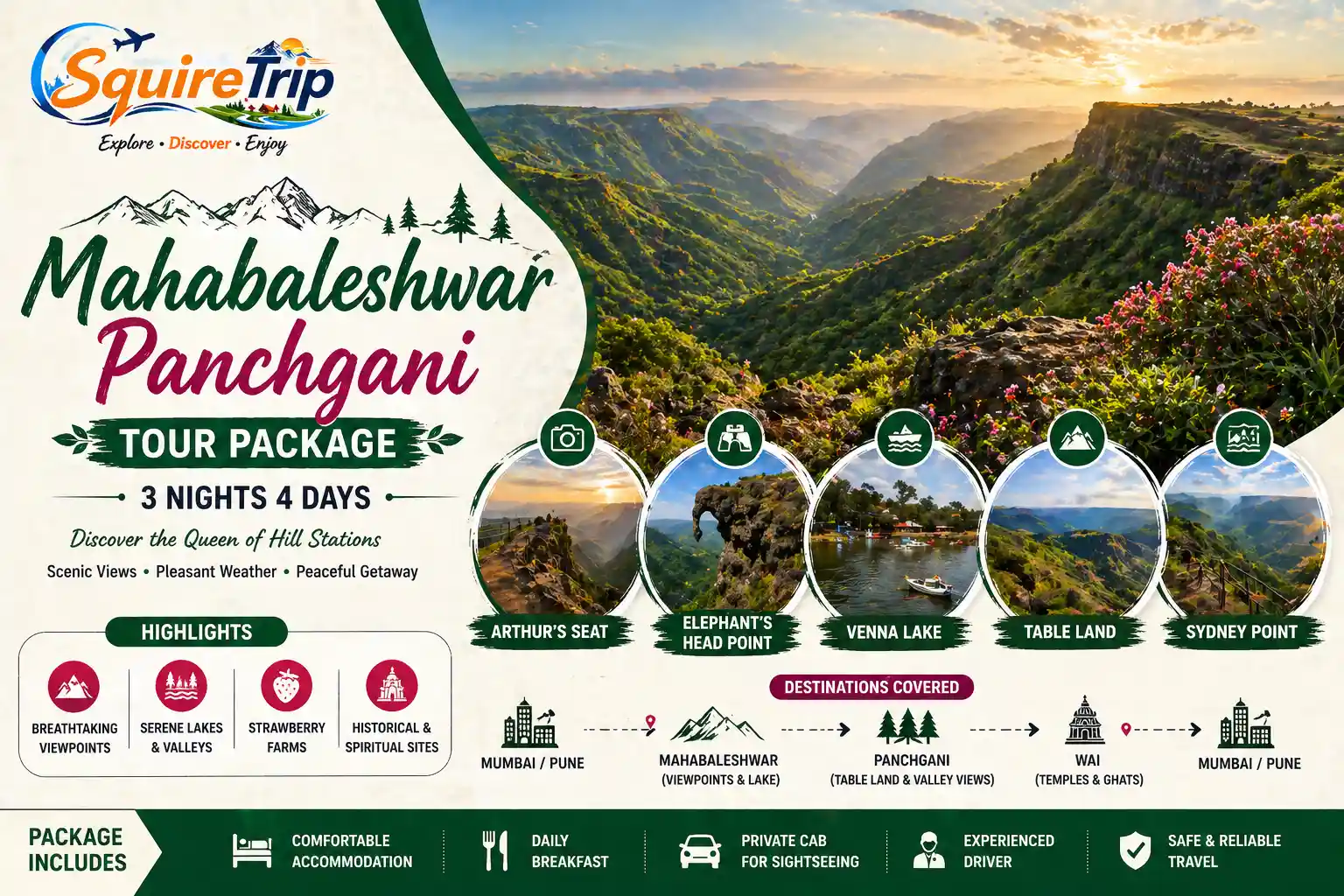 Mahabaleshwar Panchgani Tour Package – 3 Nights 4 Days